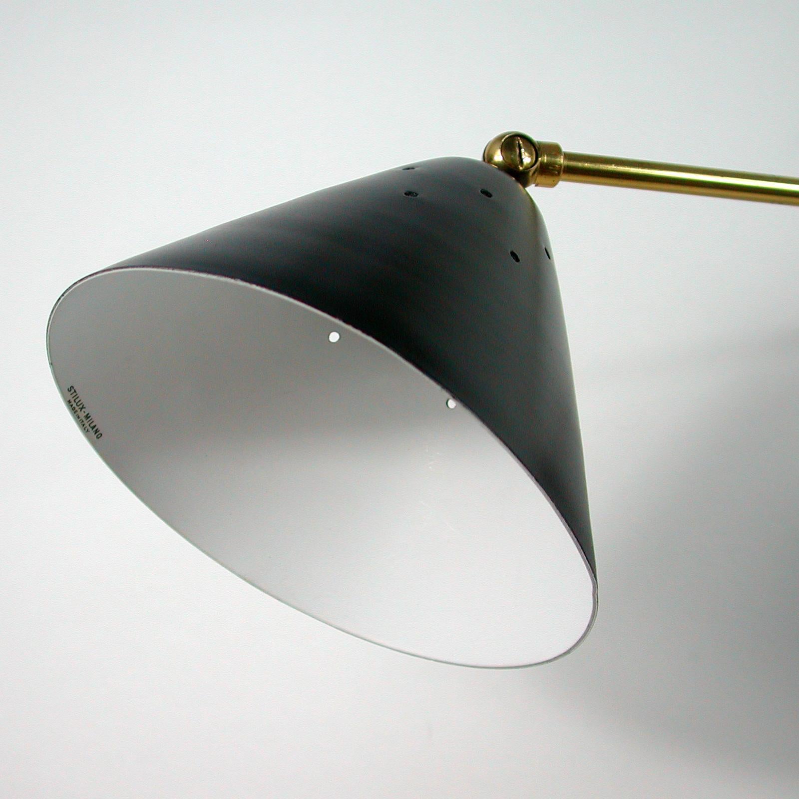 Mid-20th Century STILUX Milano Midcentury Black Articulating Wall Light, 1950s For Sale