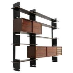 Vintage Midcentury Black Uprights ‘Exstenso’ Wall Unit by Amma, 1960s