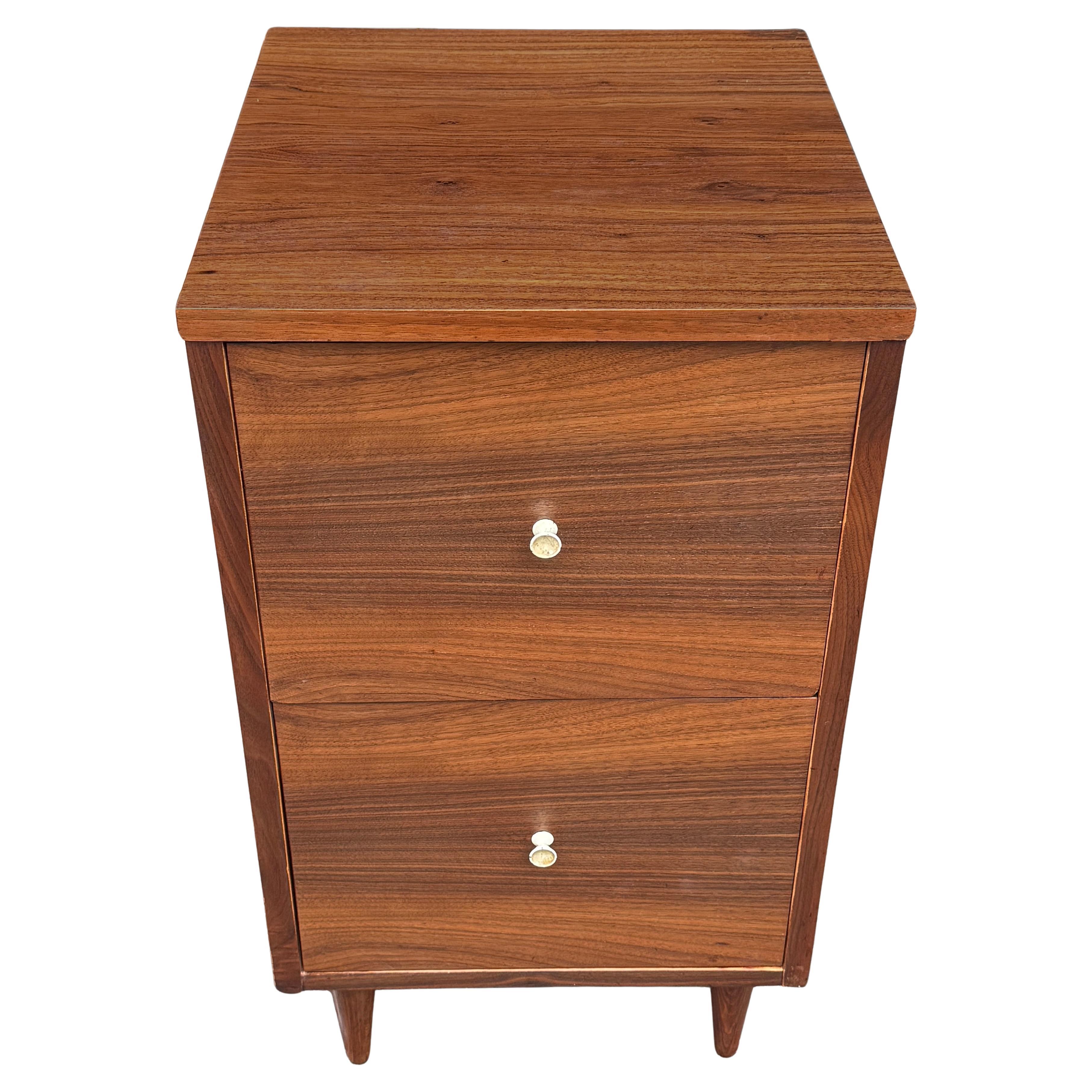 American Midcentury Black Walnut File Cabinet Hour Glass Pulls Finished Back For Sale