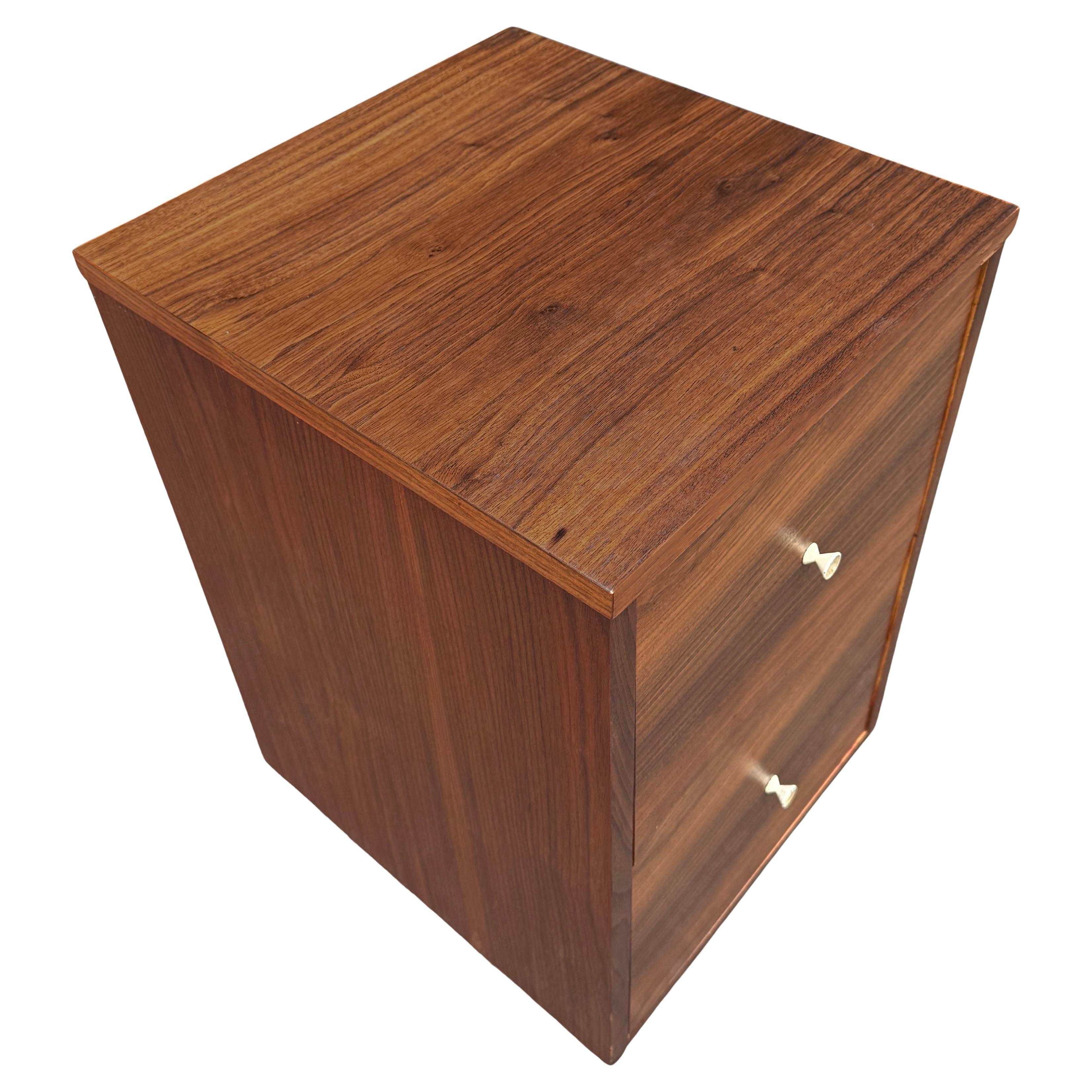 Midcentury Black Walnut File Cabinet Hour Glass Pulls Finished Back In Good Condition For Sale In BROOKLYN, NY
