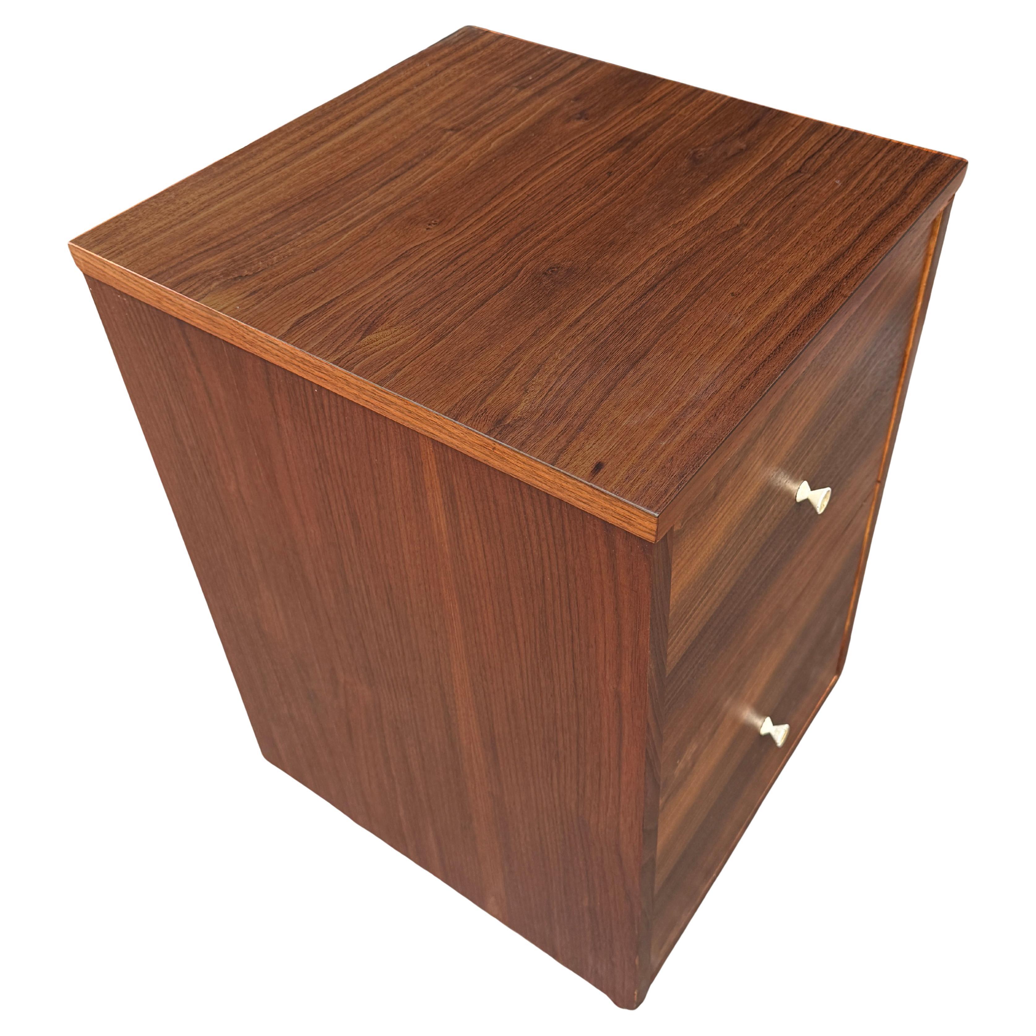 Midcentury Black Walnut File Cabinet Hour Glass Pulls Finished Back For Sale 1