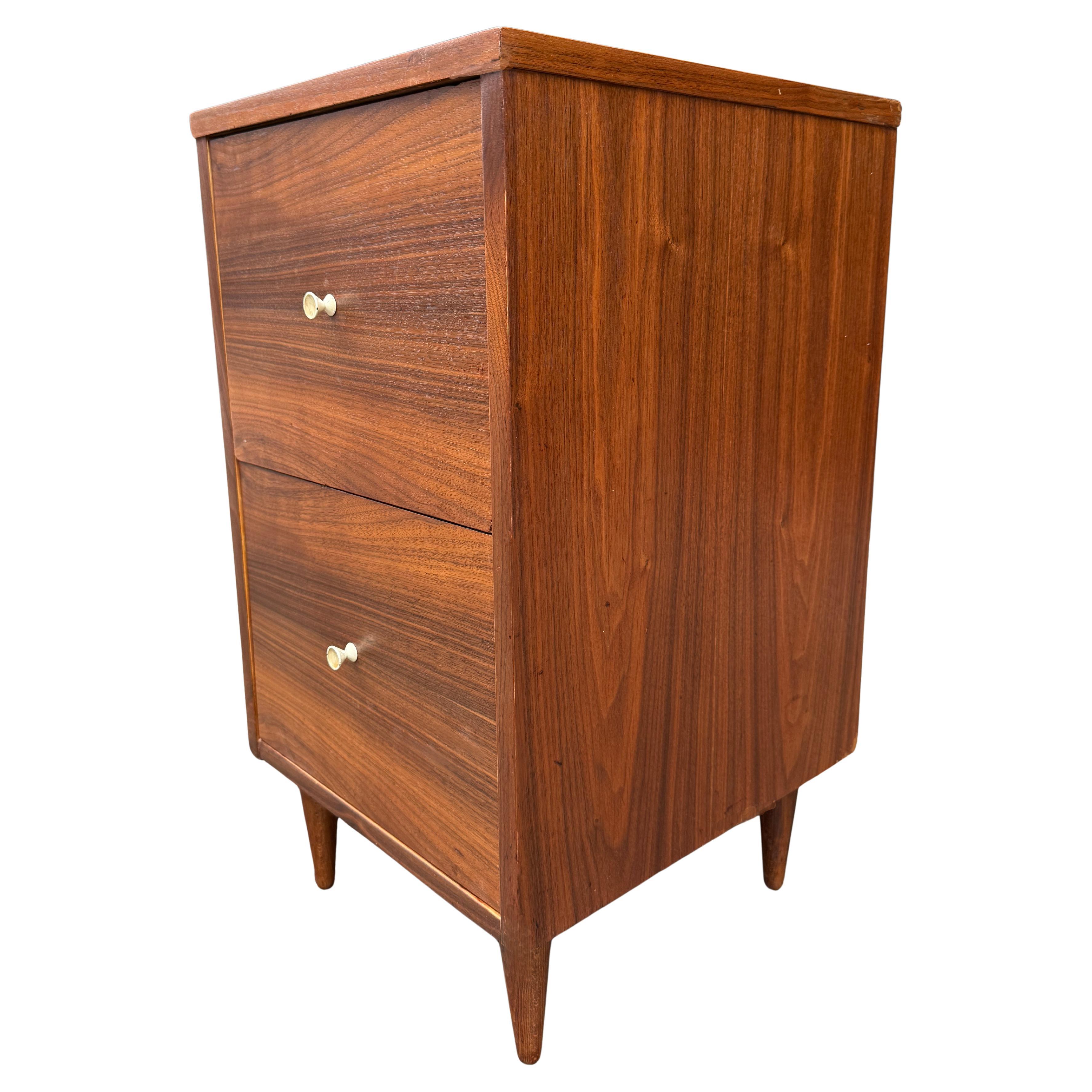 Midcentury Black Walnut File Cabinet Hour Glass Pulls Finished Back For Sale 3