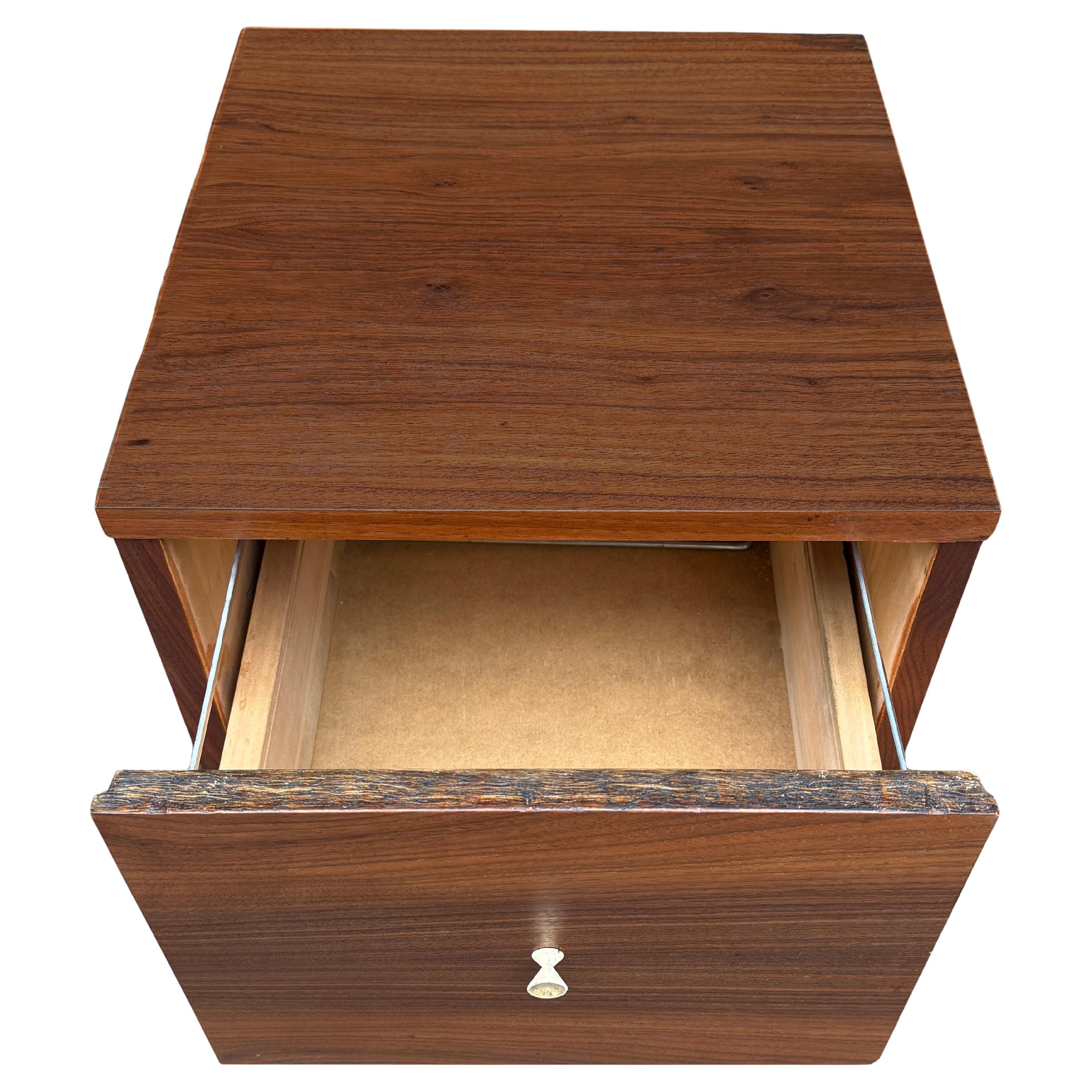 Midcentury Black Walnut File Cabinet Hour Glass Pulls Finished Back For Sale 4