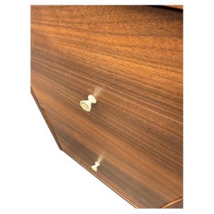 Midcentury Black Walnut File Cabinet Hour Glass Pulls Finished Back