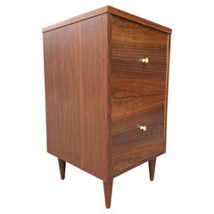 Midcentury Black Walnut File Cabinet Hour Glass Pulls Finished Back
