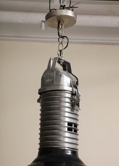 Midcentury Black & White Ceiling Light with Original Enamel, c. 1920