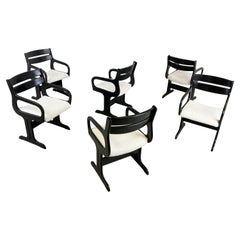 Midcentury Black Wooden Dining Chairs, 1970s