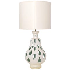 Retro Midcentury Blanc De Chine Crackle Glazed Table Lamp