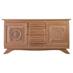 Credenza in Oak sbiancato del Medioevo di Charles Dudouyt, anni '40