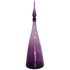 Midcentury Blenko Art Glass Decanter with Stopper in Deep Purple