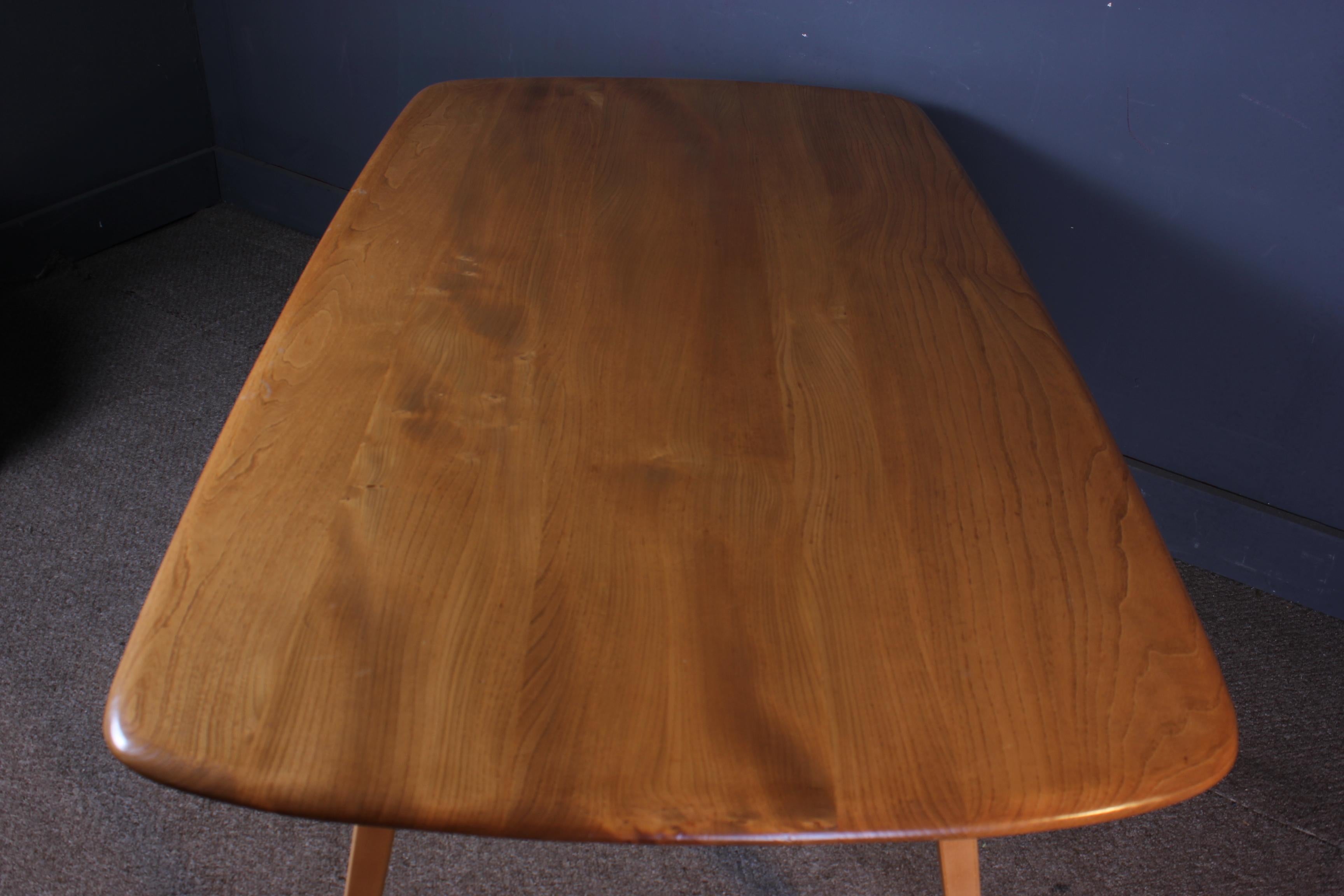 Mid-Century Modern Midcentury Blonde Ercol Plank Dining Table Kitchen Table