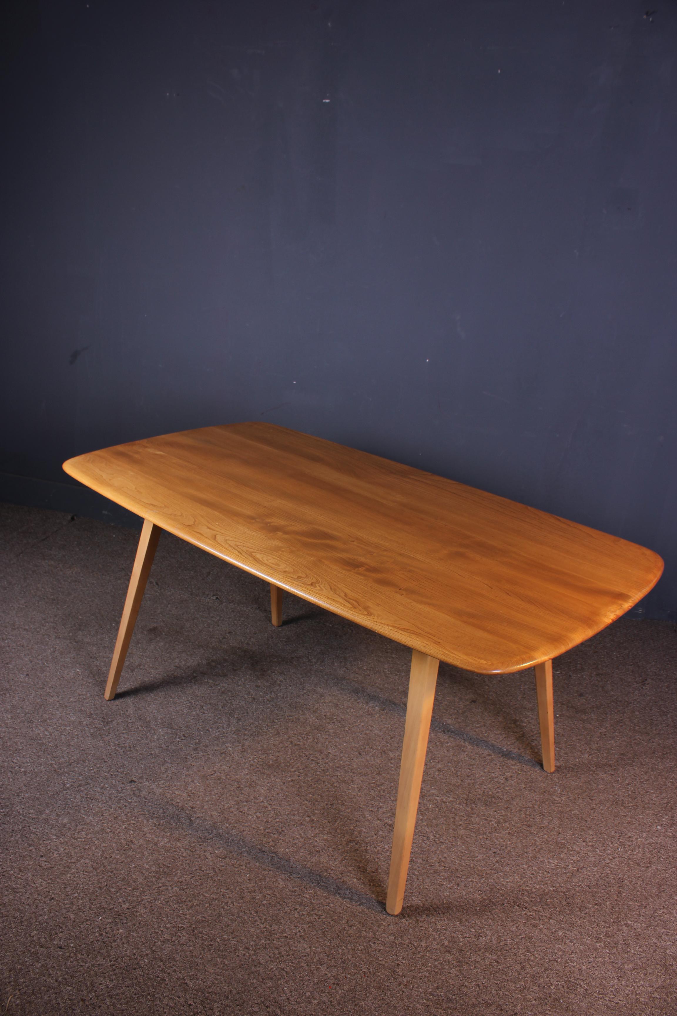 Machine-Made Midcentury Blonde Ercol Plank Dining Table Kitchen Table