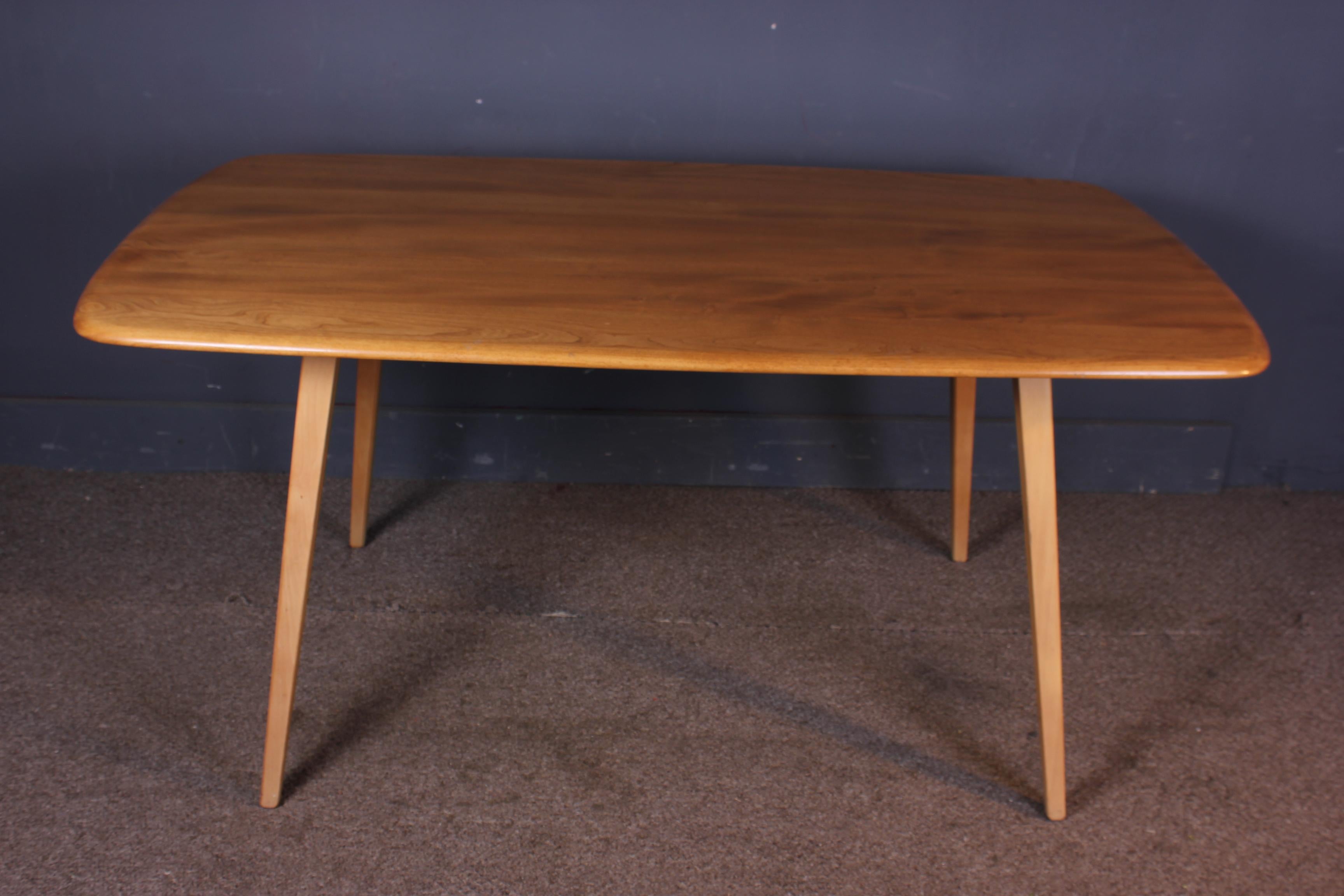 Mid-20th Century Midcentury Blonde Ercol Plank Dining Table Kitchen Table