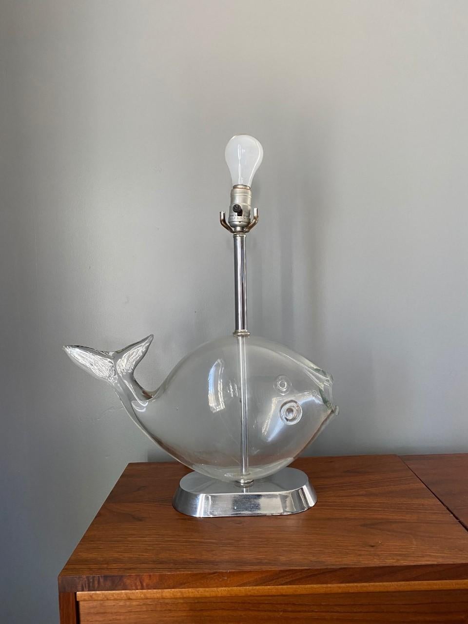Fischlampe aus geblasenem Glas von Blenko (Mitte des Jahrhunderts) (Moderne der Mitte des Jahrhunderts) im Angebot