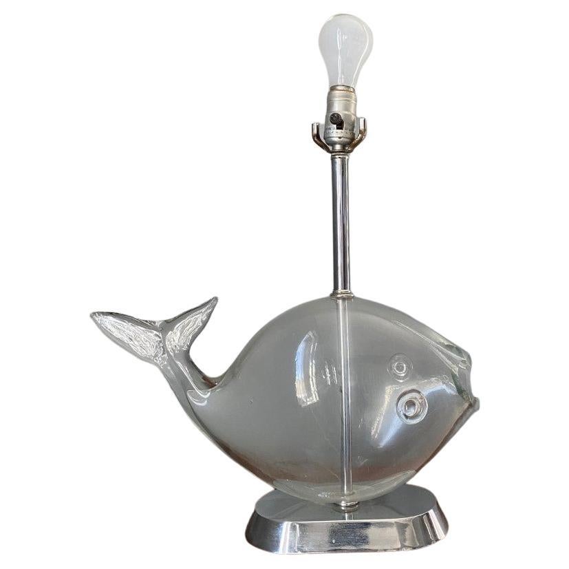 Mid-Century Blown Glass Fish Lamp by Blenko For Sale