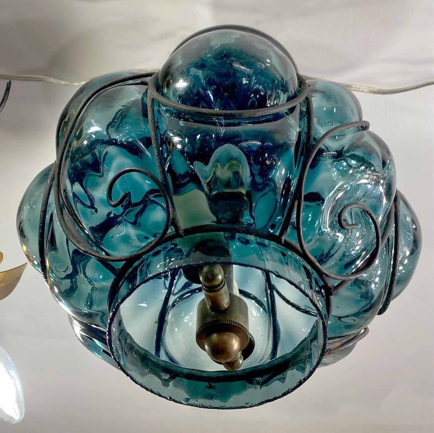 Italian Mid-Century Blown Glass Lantern For Sale