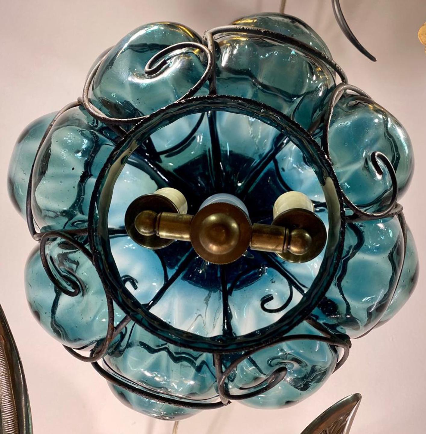 Mid-Century Blown Glass Lantern In Good Condition For Sale In New York, NY