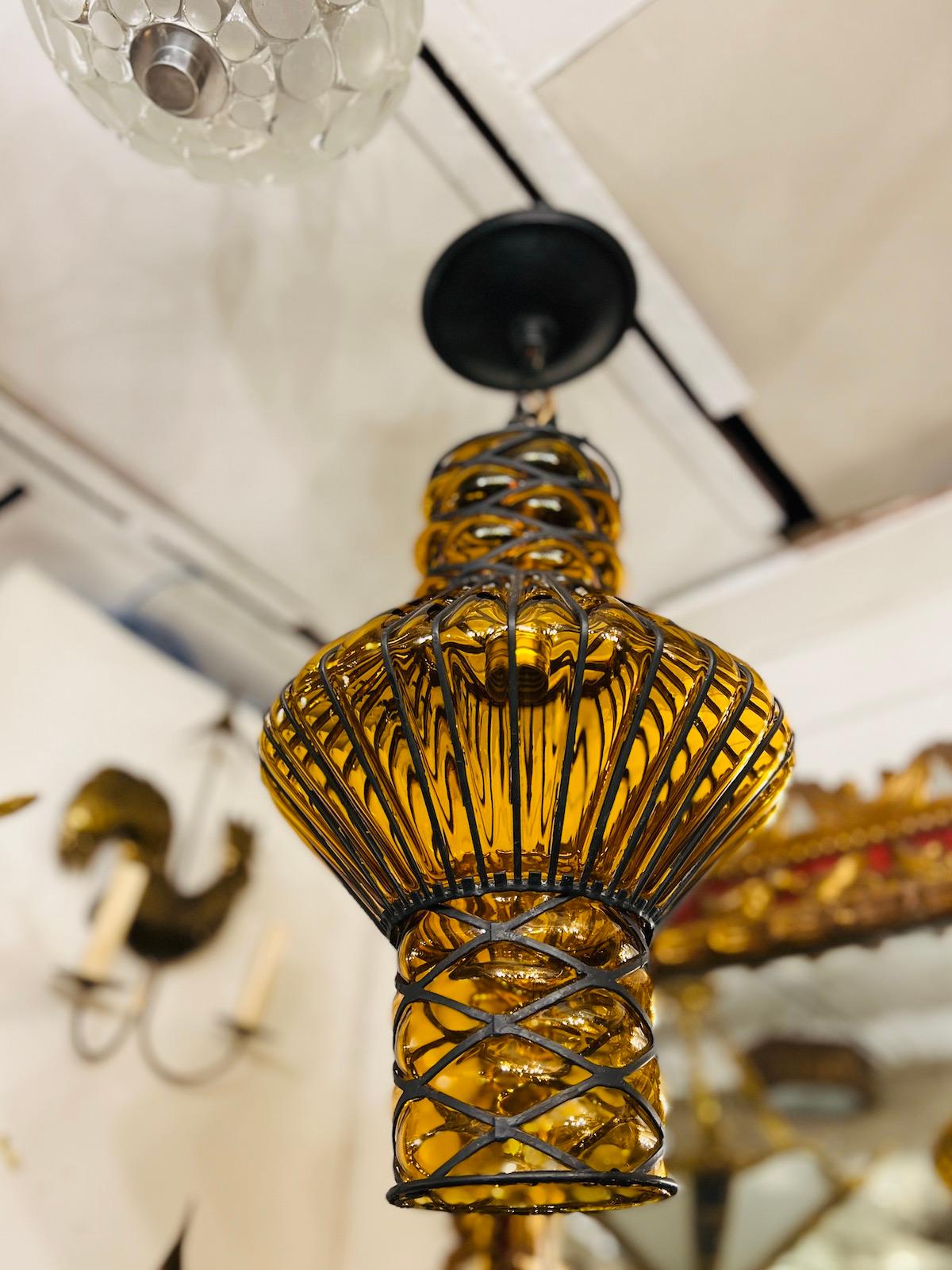 Midcentury Blown Glass Lantern For Sale 1
