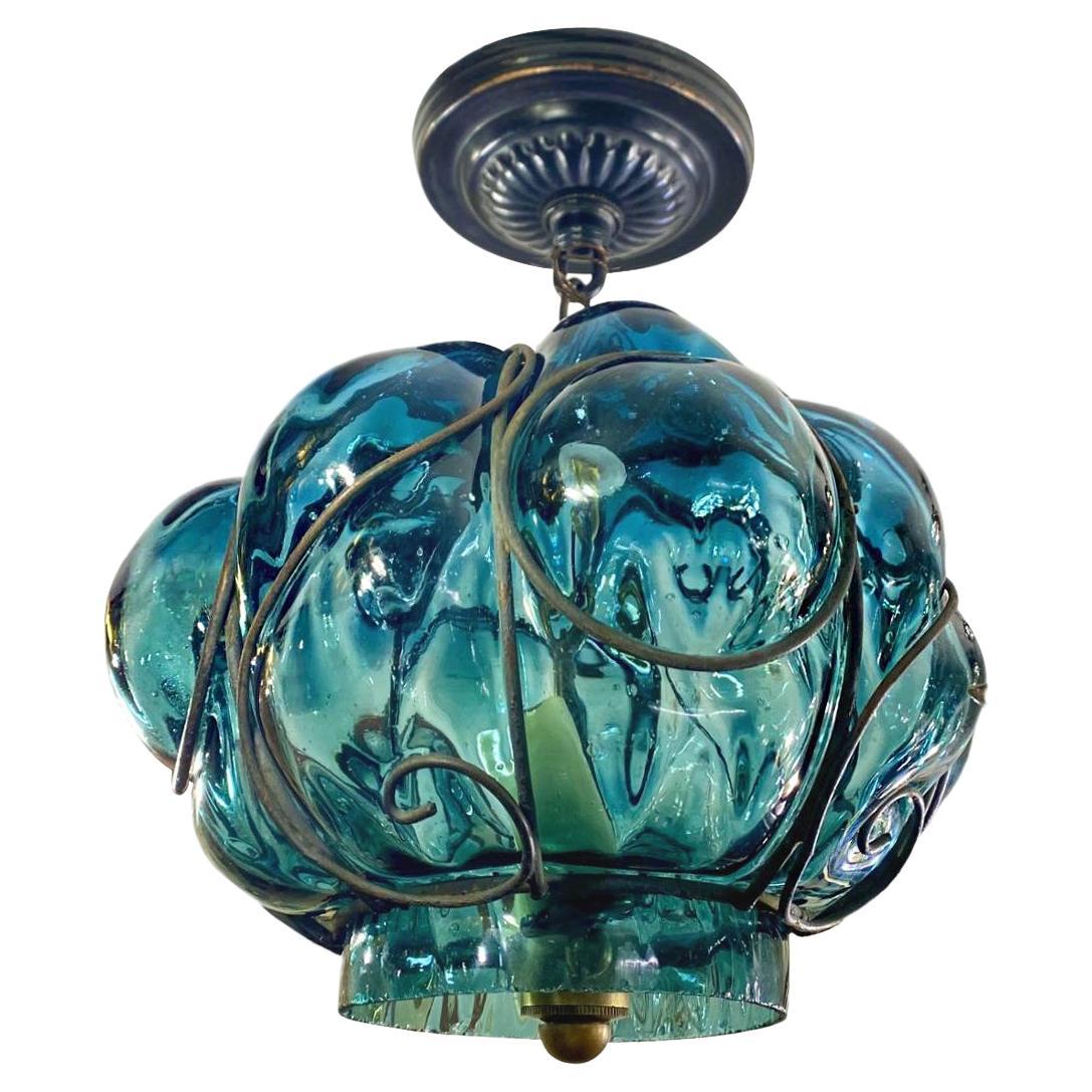 Mid-Century Blown Glass Lantern For Sale