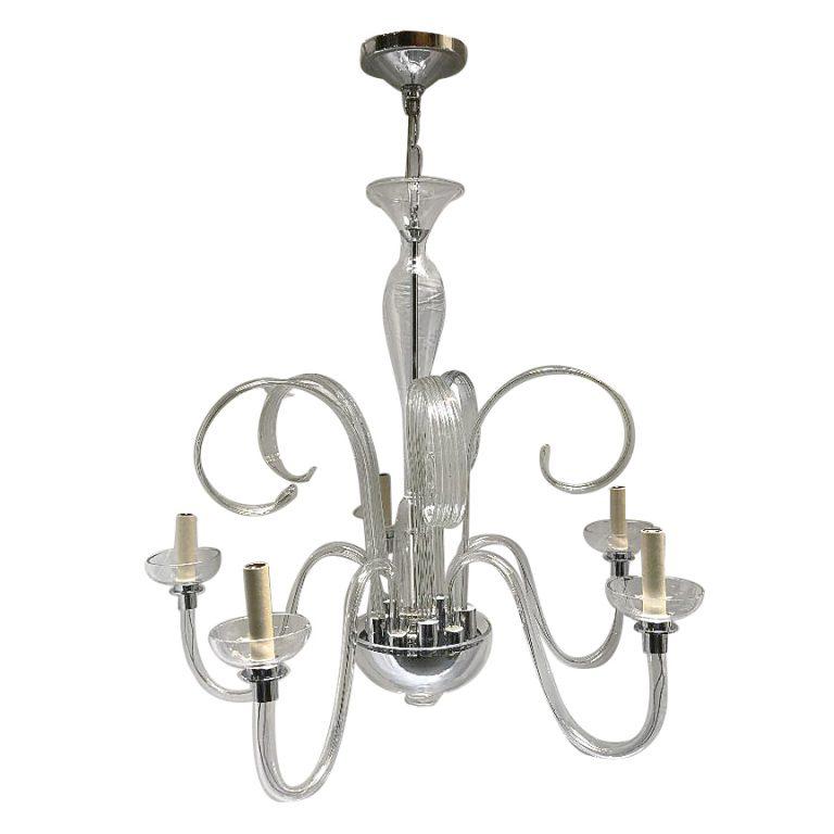 Italian Midcentury Blown Glass Murano Chandelier For Sale