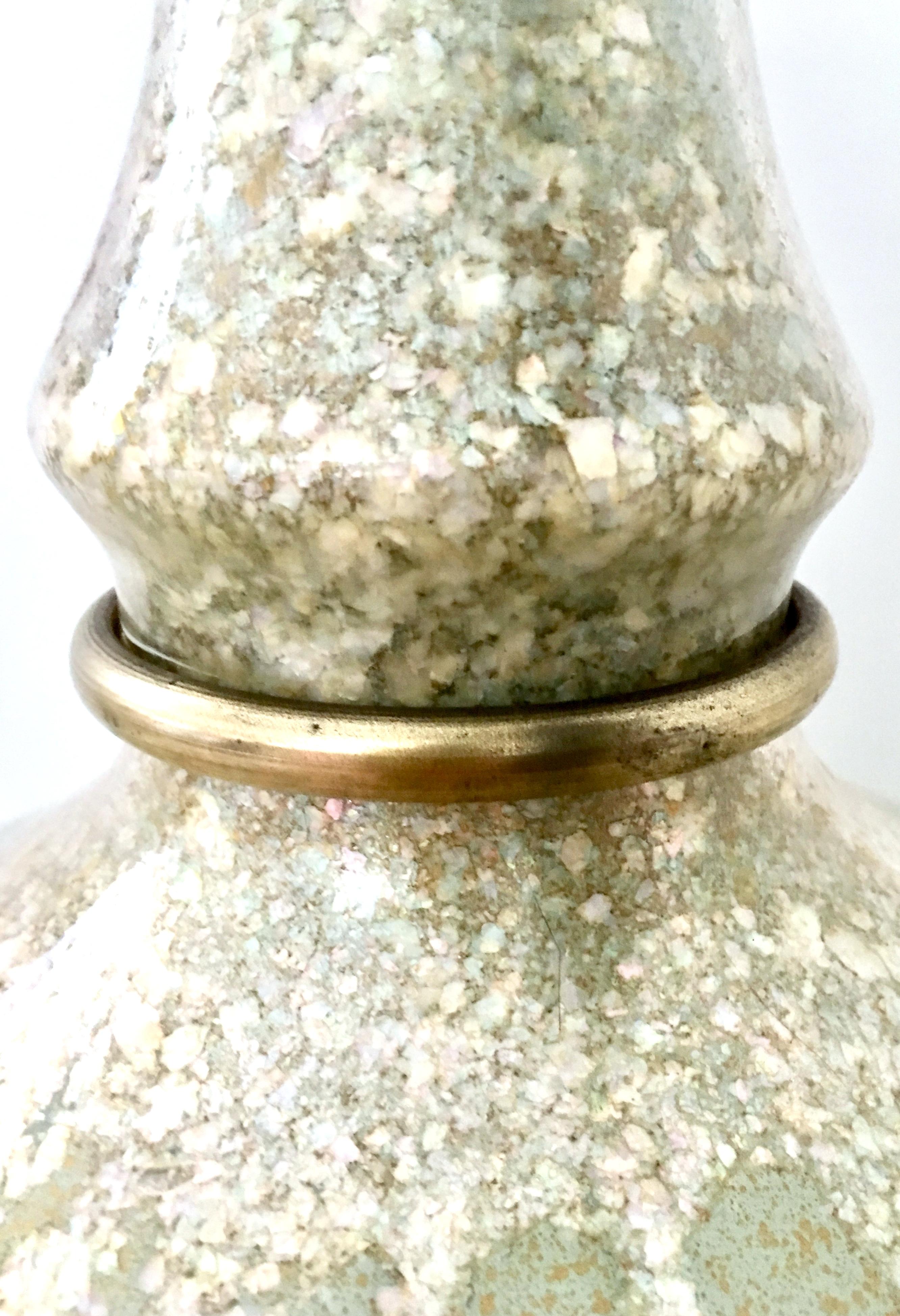 Mid-Century Blown Glass Reverse Painted Shell Encrusted Table Lamp For Sale 9