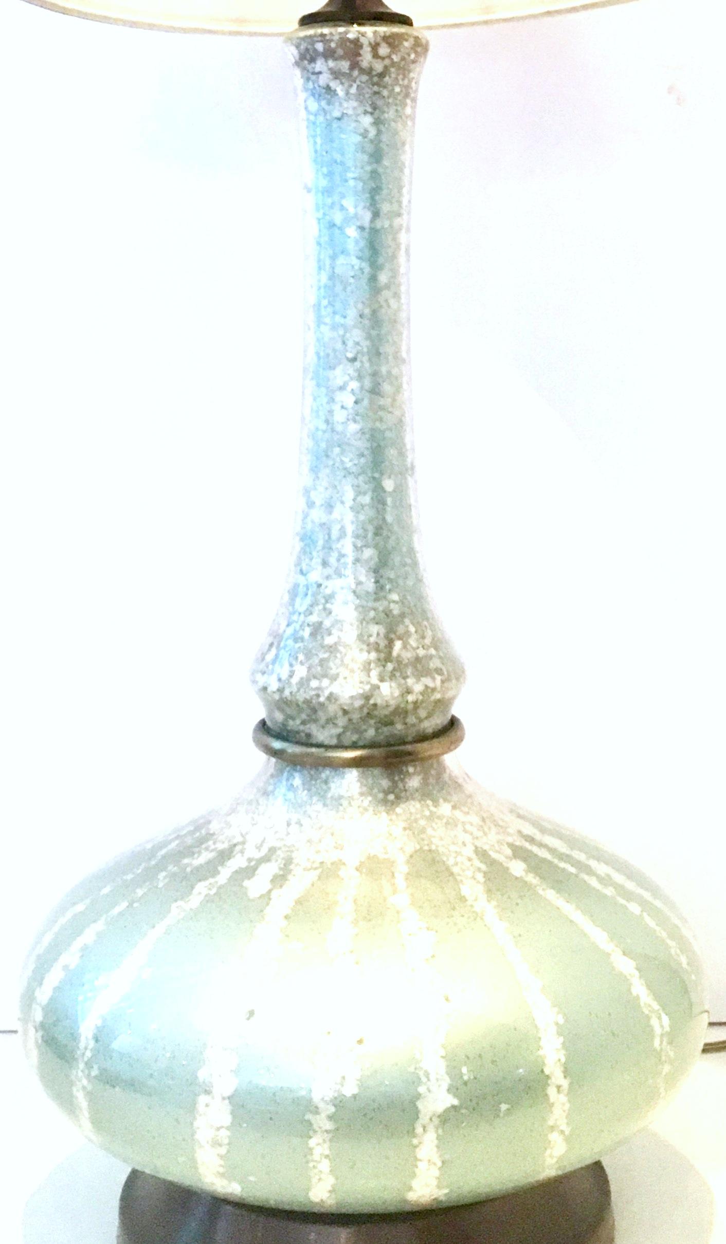 Mid-Century Blown Glass Reverse Painted Shell Encrusted Table Lamp For Sale 2
