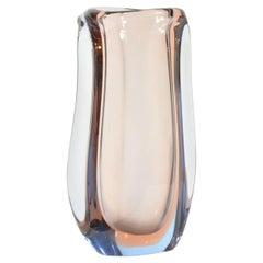 Midcentury Blown Glass Vase in Brown and Blue Grades