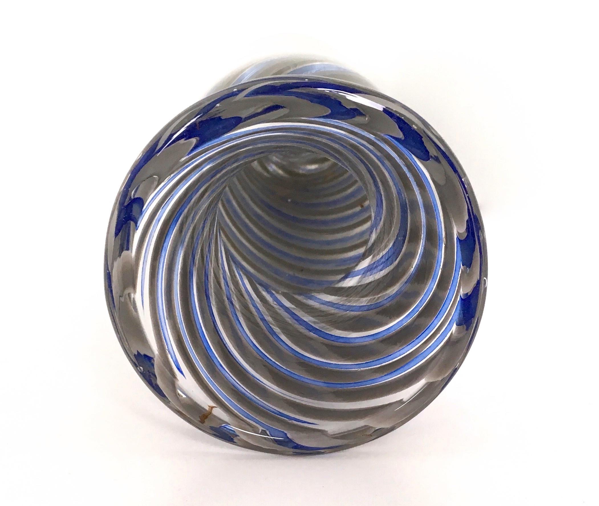 Italian Midcentury Blue and Gray Murano Glass Vase, Italy, 1960s