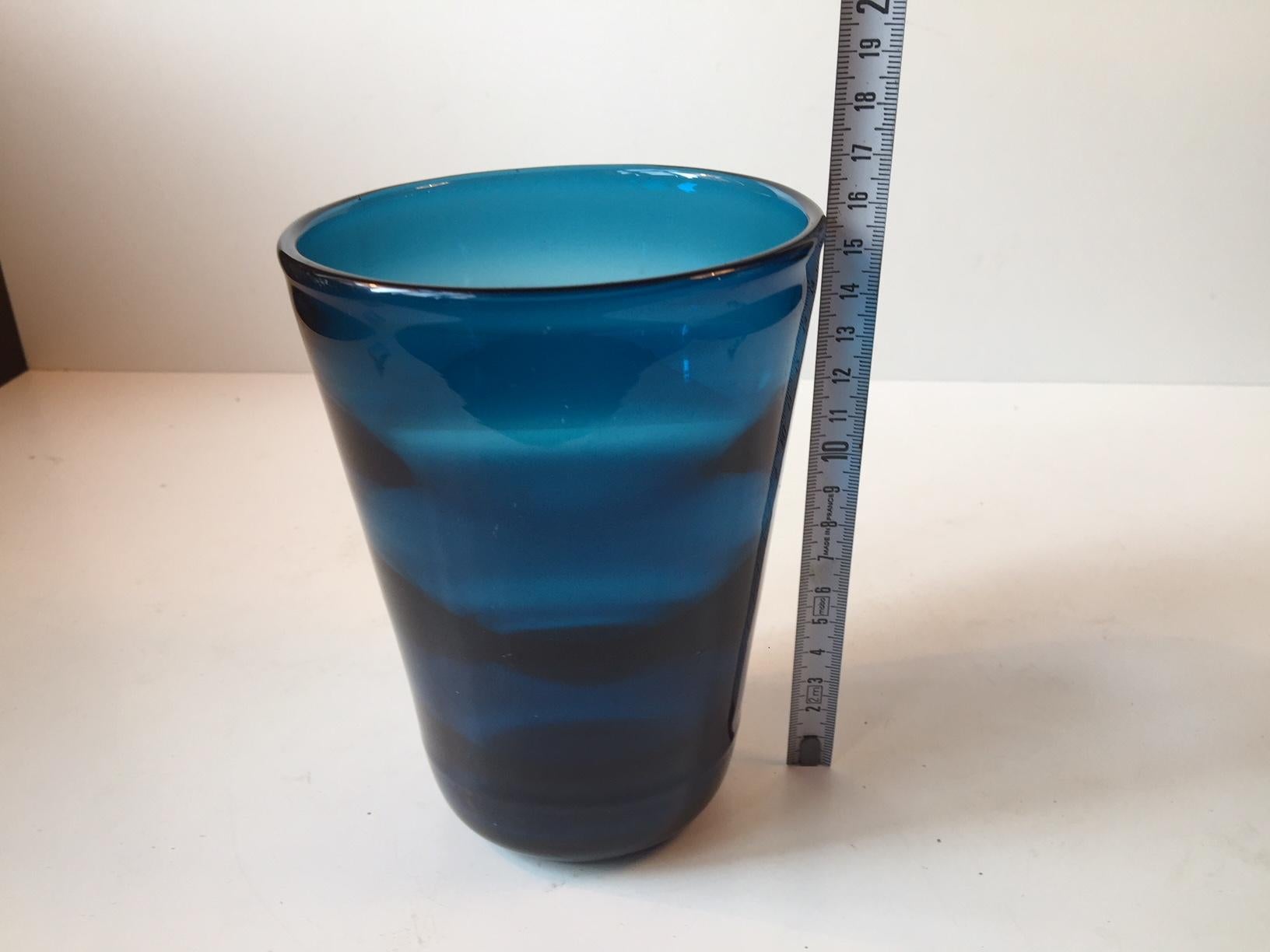 Mid-Century Modern Midcentury Blue Capri Glass Vase by Jacob E. Bang for Holmegaard, 1961 For Sale