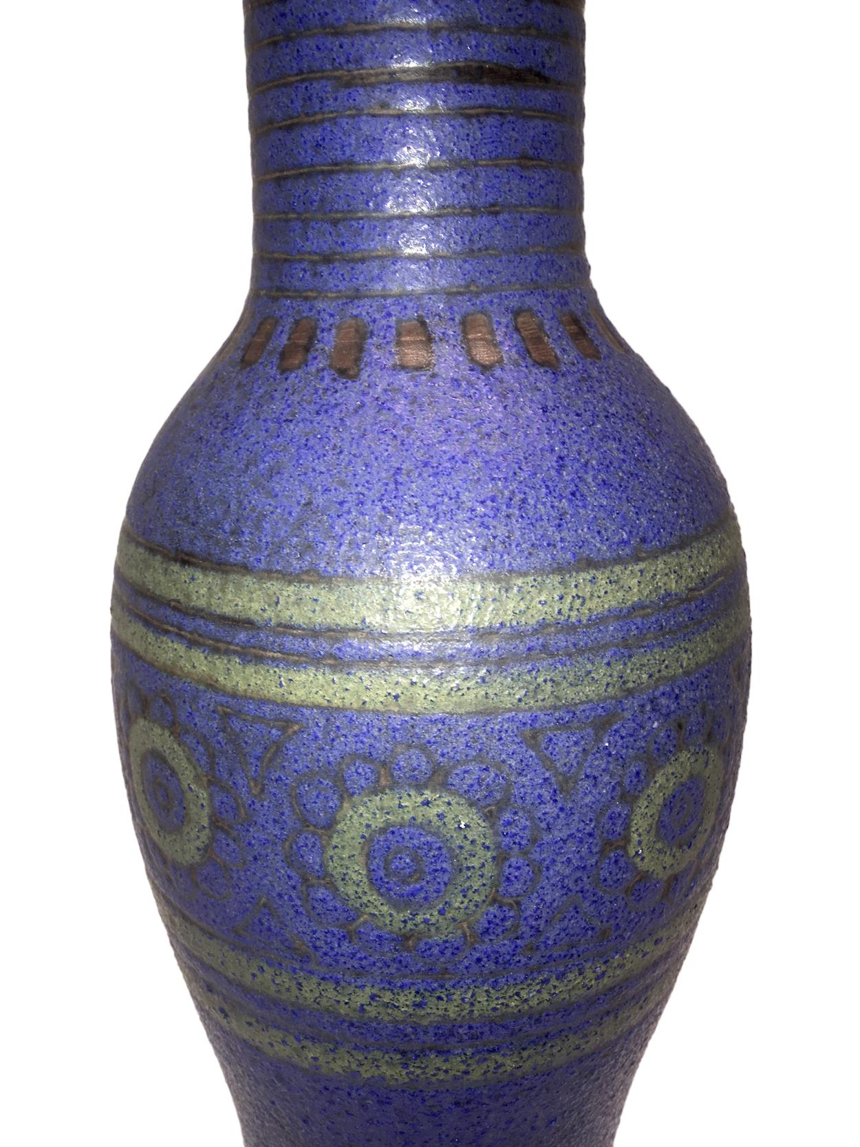 Blaue Keramik-Tischlampe aus der Jahrhundertmitte (Dänisch) im Angebot