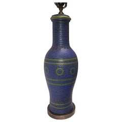 Midcentury Blue Ceramic Table Lamp
