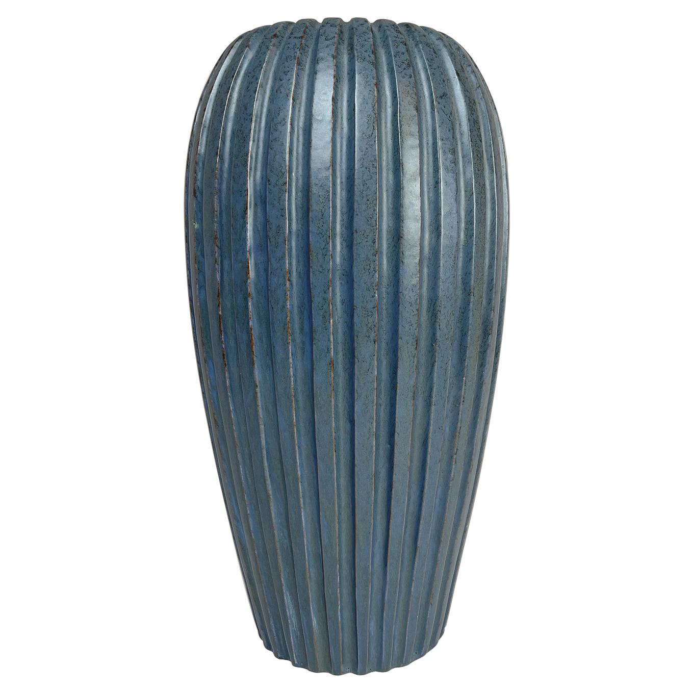 Midcentury Blue Floor Vase by Vicke Lindstrand, 1950s, Sweden