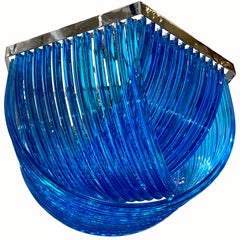 Midcentury Blue Glass Chandelier