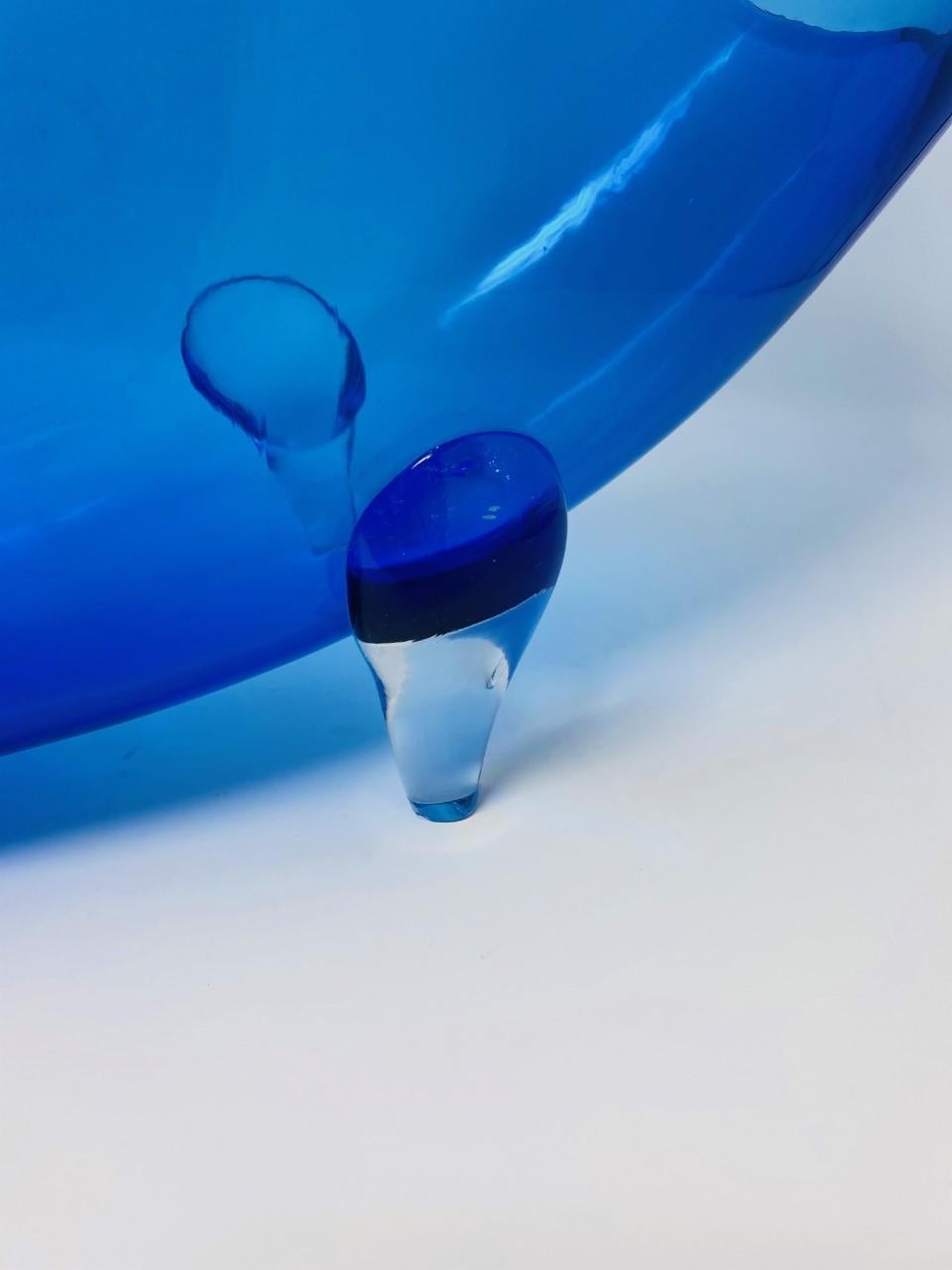 Mid-Century Modern Midcentury Blue Glass Fish Vase by Blenko