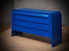 MidCentury Blue Goatskin Italian Commode Chest of Drawer, 1990