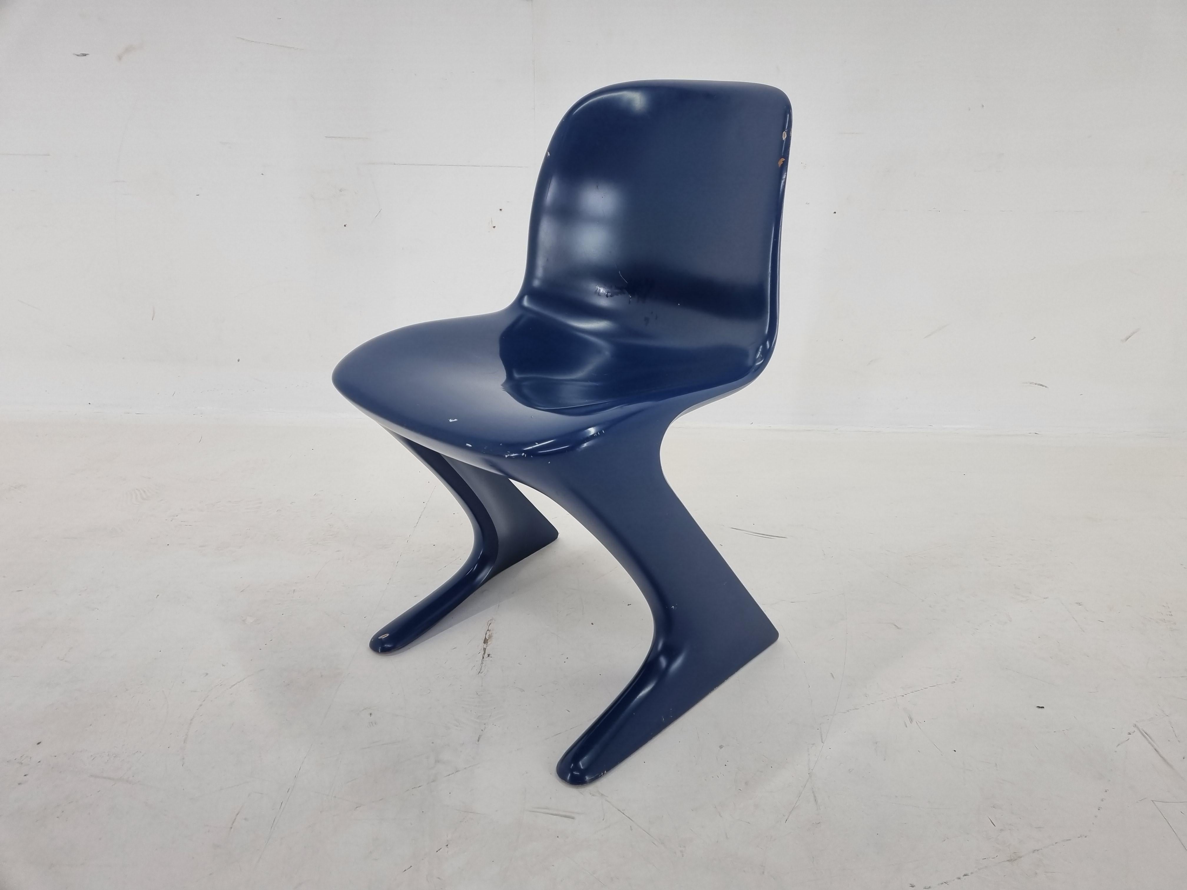 Mid-Century Modern Midcentury Blue Kangaroo Chair Designed by Ernst Moeckl, Germany, 1960s For Sale