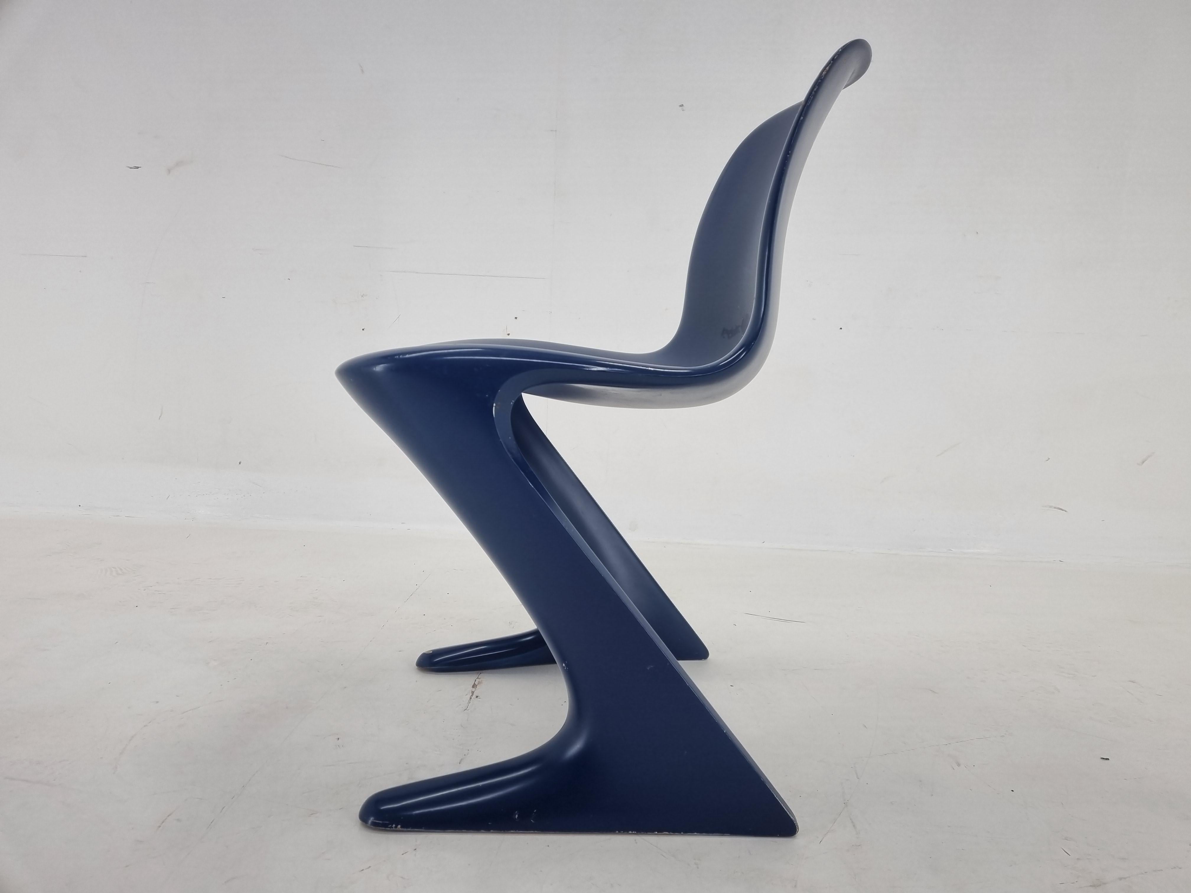 Lacquered Midcentury Blue Kangaroo Chair Designed by Ernst Moeckl, Germany, 1960s For Sale