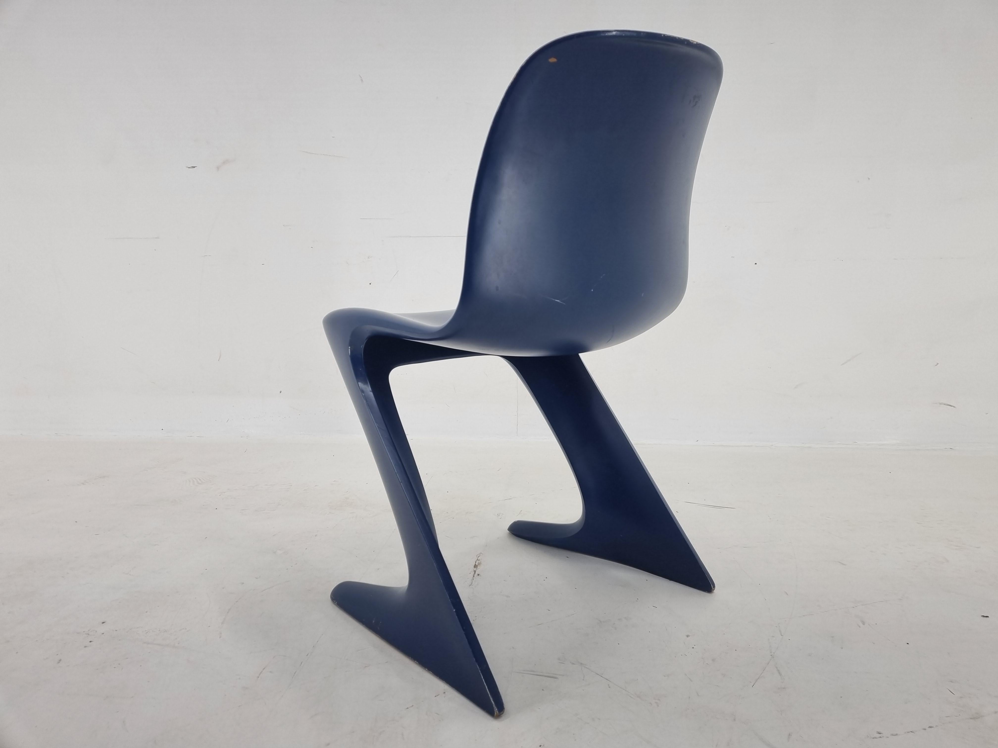 Midcentury Blue Kangaroo Chair Designed by Ernst Moeckl, Germany, 1960s In Good Condition For Sale In Praha, CZ
