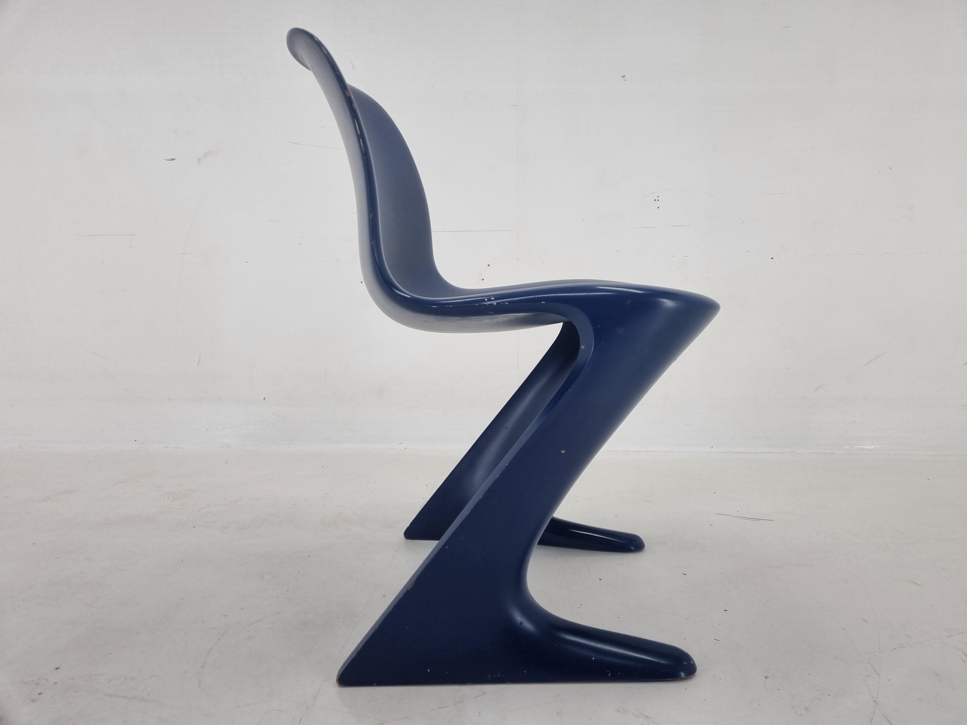 Plastic Midcentury Blue Kangaroo Chair Designed by Ernst Moeckl, Germany, 1960s For Sale