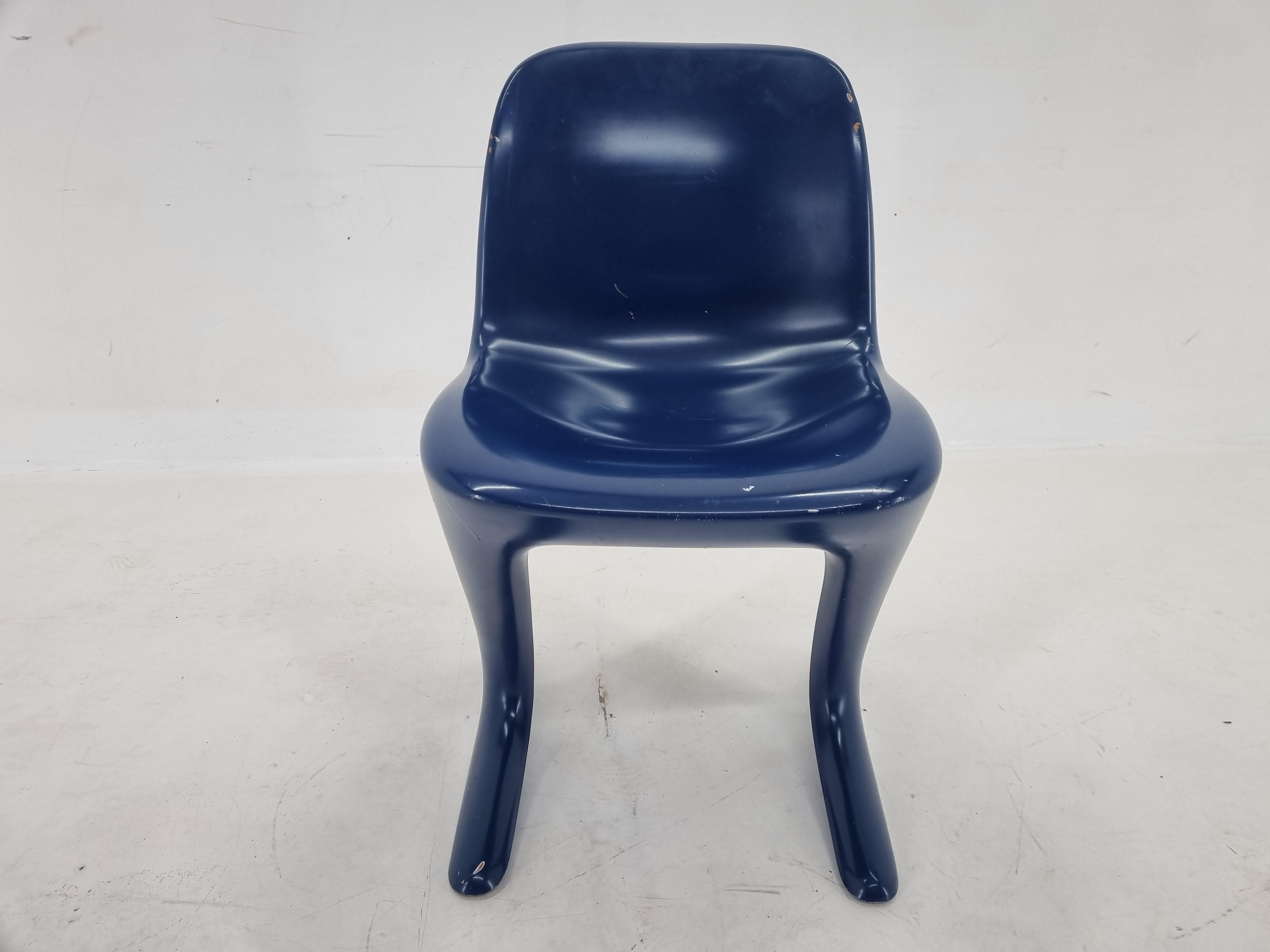 Midcentury Blue Kangaroo Chair Designed by Ernst Moeckl, Germany, 1960s For Sale 1
