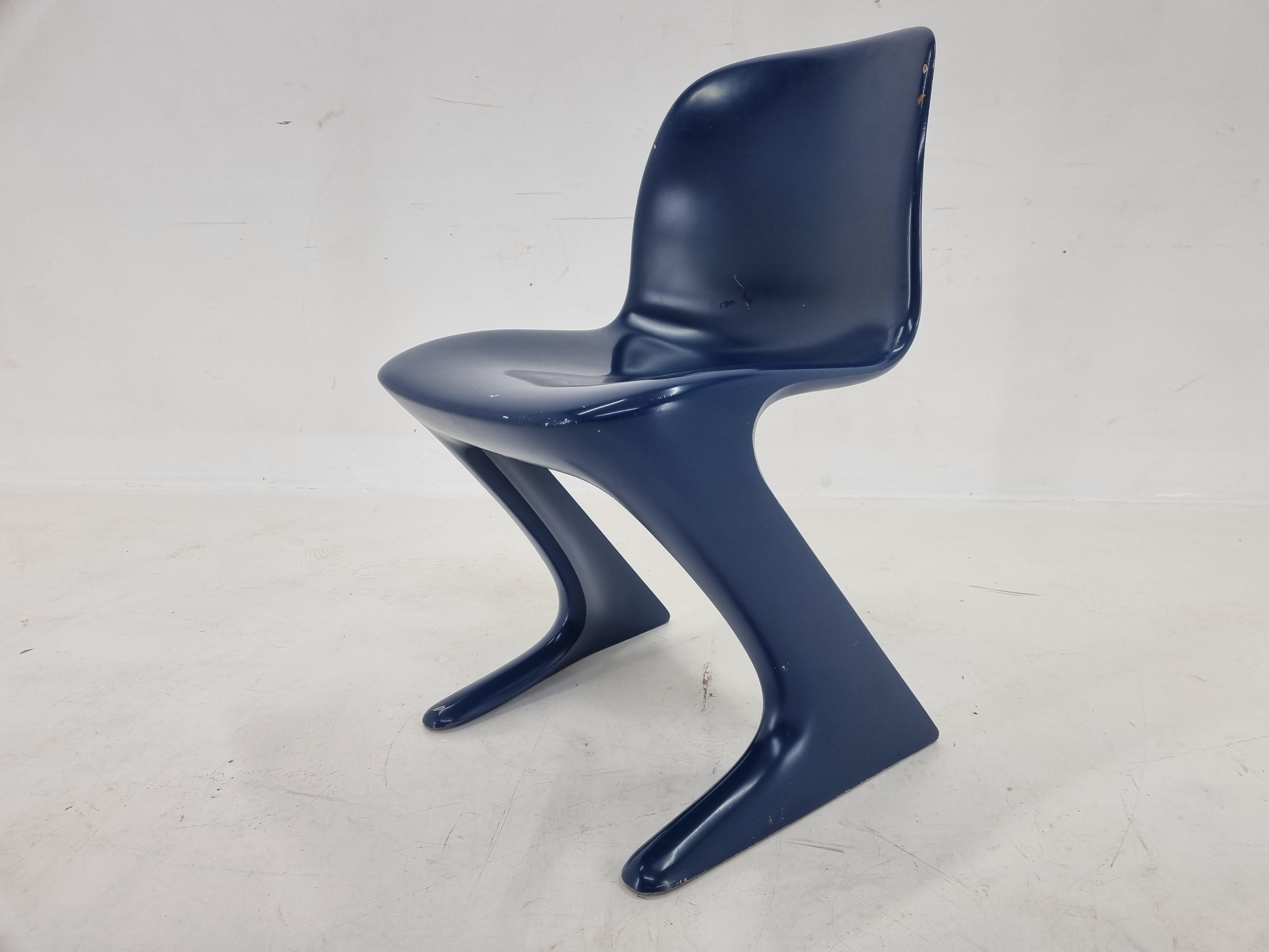 Midcentury Blue Kangaroo Chair Designed by Ernst Moeckl, Germany, 1960s For Sale 2
