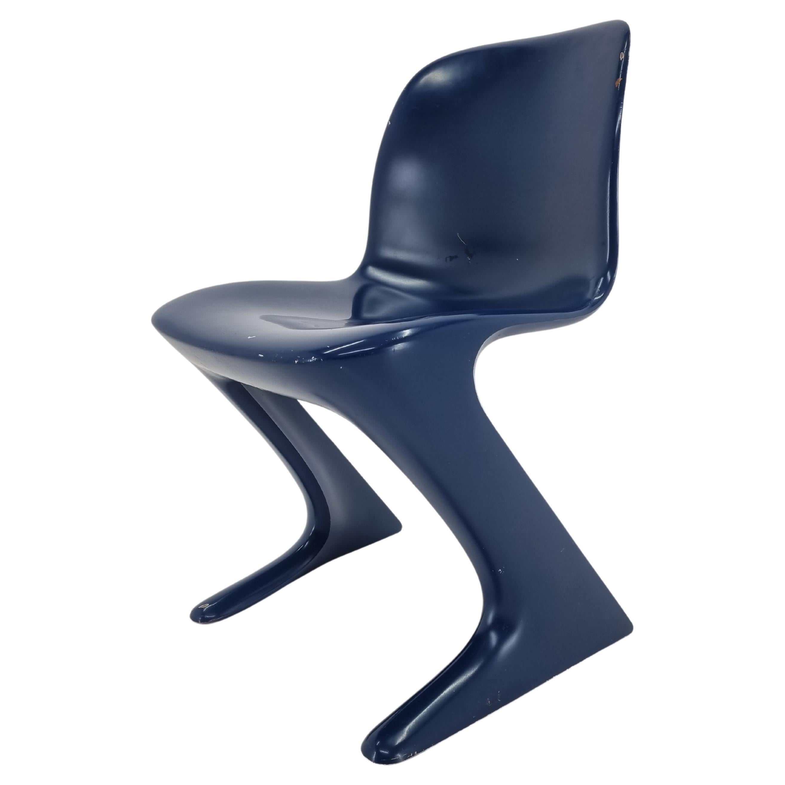 Midcentury Blue Kangaroo Chair Designed by Ernst Moeckl, Germany, 1960s For Sale