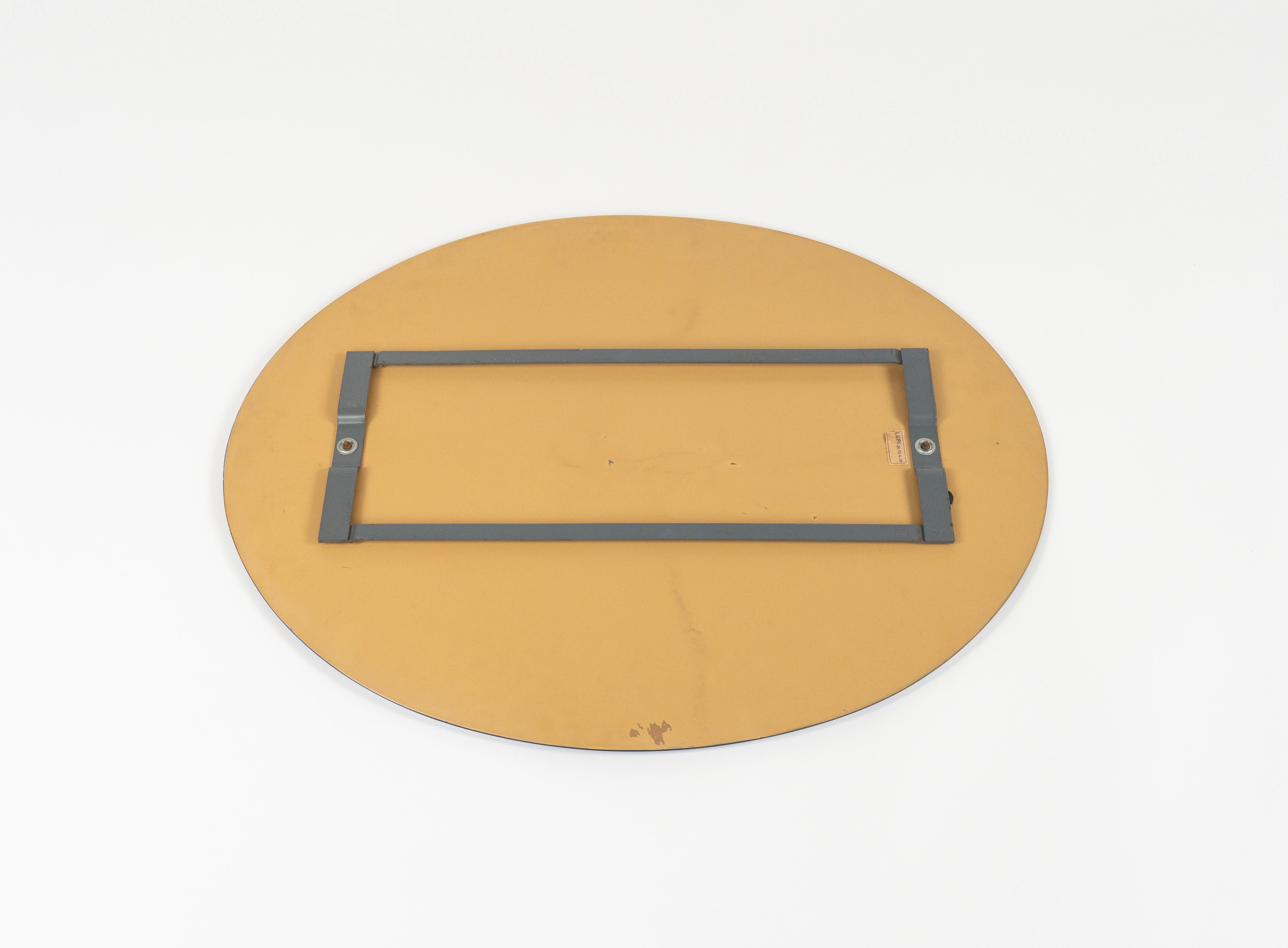 Midcentury Blue Oval Wall Mirror by Antonio Lupi for Cristal Luxor, Italy 1960s 6