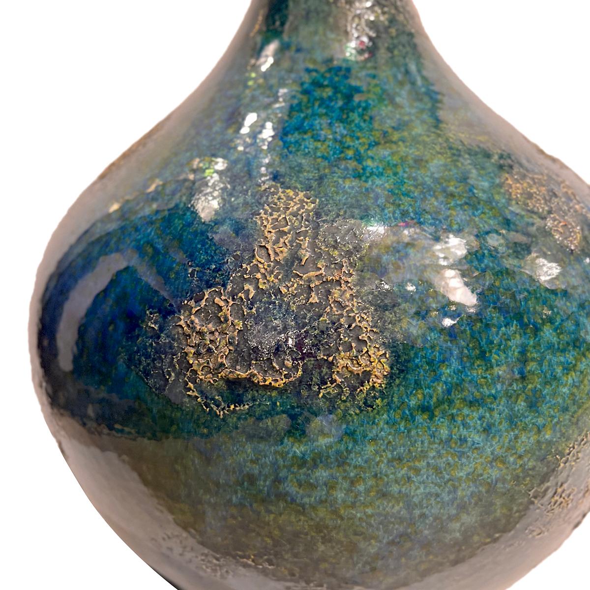 Ceramic Mid-Century Blue Porcelain Lamp For Sale
