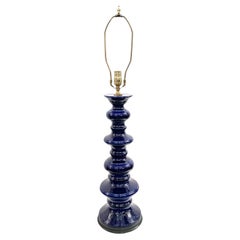 Midcentury Blue Porcelain Lamp