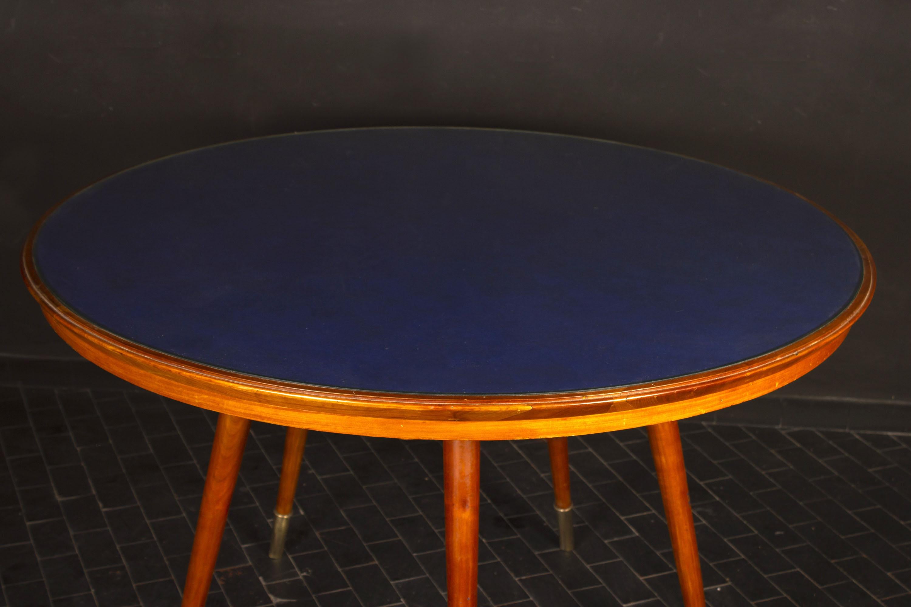 Midcentury Blue Top Dining or Center Table attr. to Gio Ponti For Sale 3