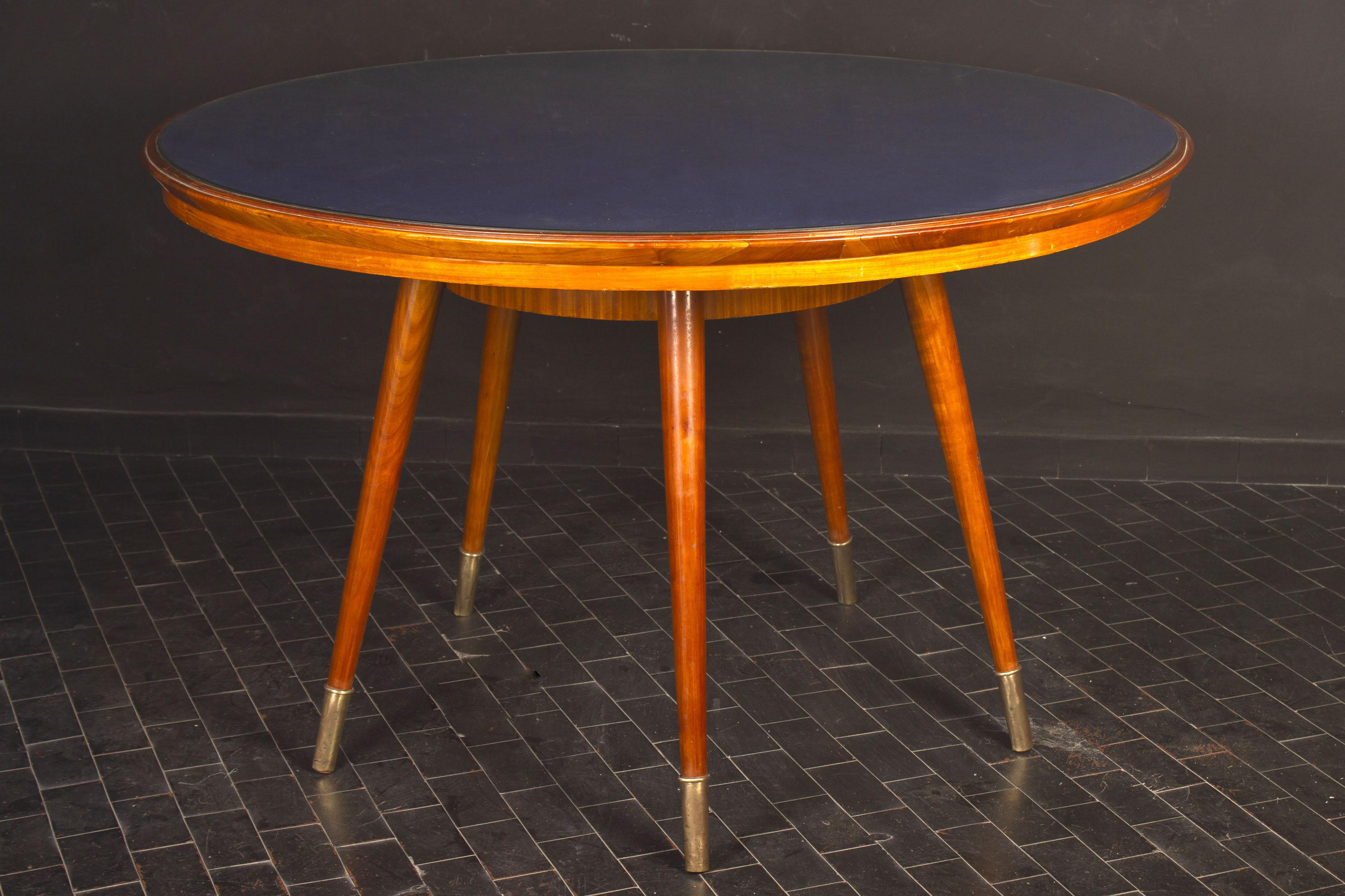 European Midcentury Blue Top Dining or Center Table attr. to Gio Ponti For Sale