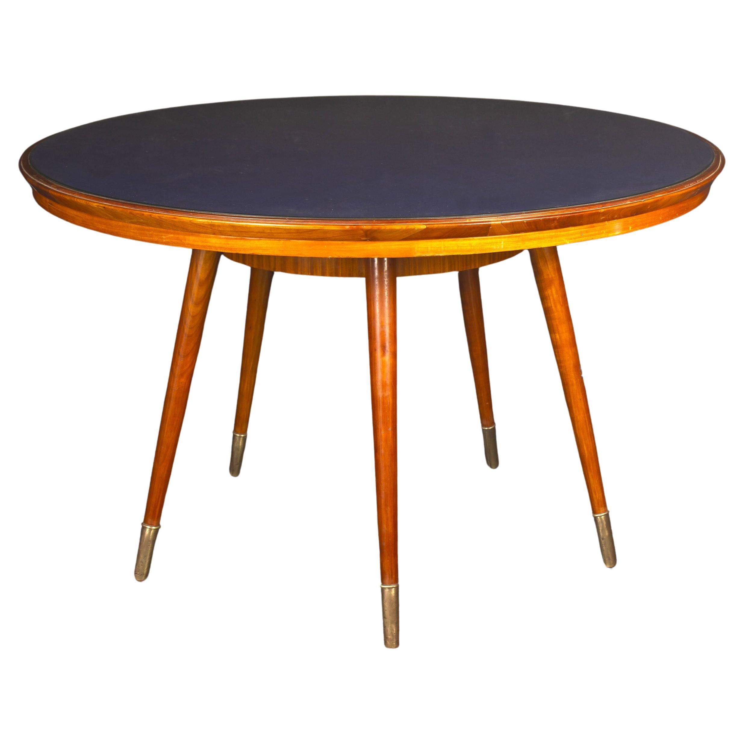 Midcentury Blue Top Dining or Center Table attr. to Gio Ponti For Sale