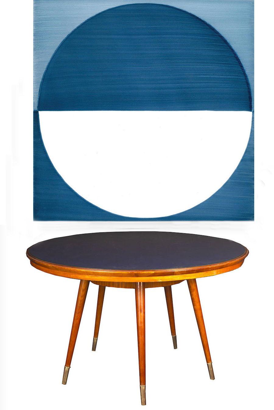 Mid-Century Modern Midcentury Blue Top Dining or Center Table in the Style of Gio Ponti For Sale