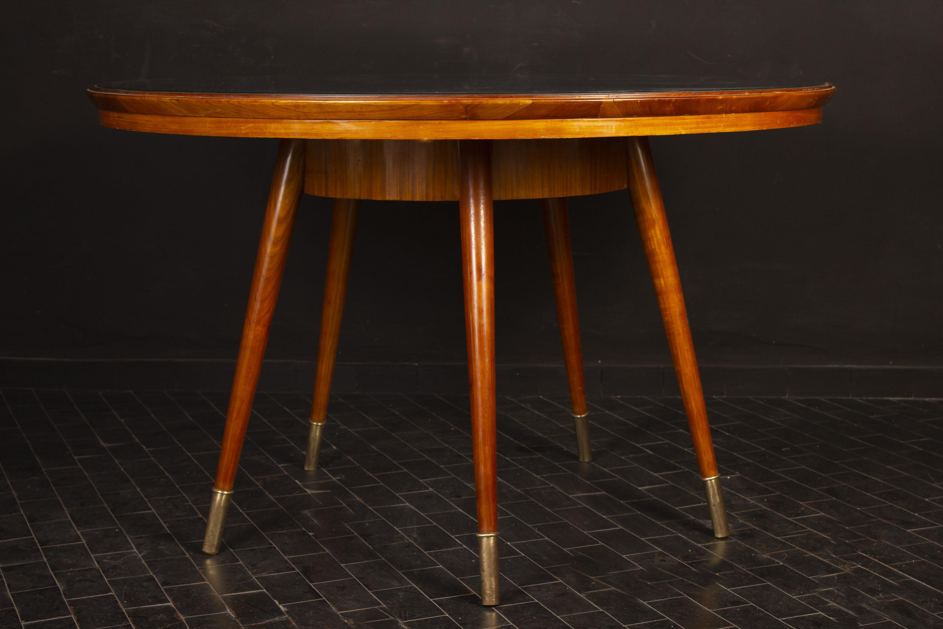 Midcentury Blue Top Dining or Center Table in the Style of Gio Ponti In Good Condition For Sale In Rome, IT